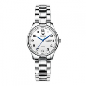 OLEVS 5567 Silver Stainless Steel Analog Watch For Women - White & Silver
